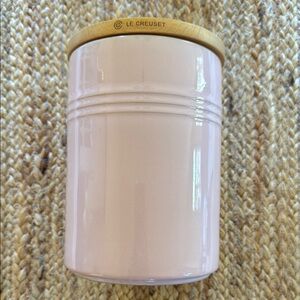 Le Creuset Chiffon Pink Large Canister with wood top